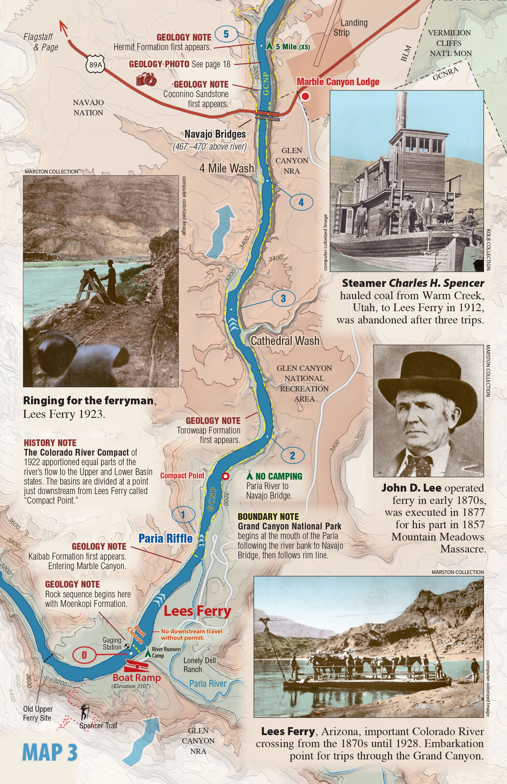 colorado river map grand canyon Lees Ferry