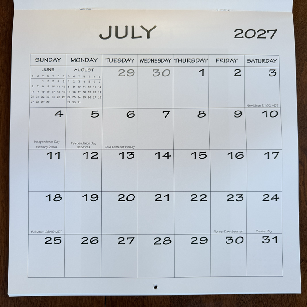 2027 Calendar by Serena Supplee